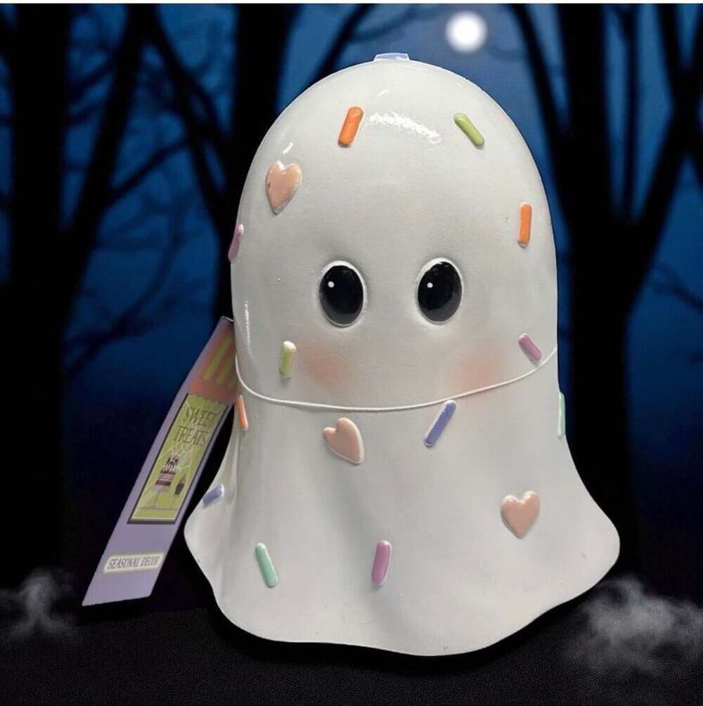 Sweet Treats Seasonal Decor Sprinkle Ghost Figurine with Hearts and Sprinkles
